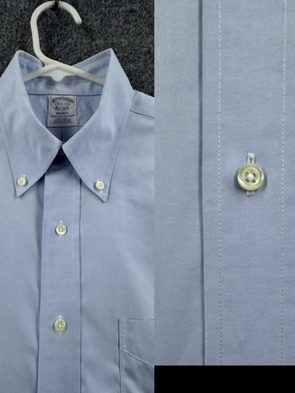 Brooks Brothers 15.5 33 Mens Regent Blue Supima Non-Iron Cotton Button-Down